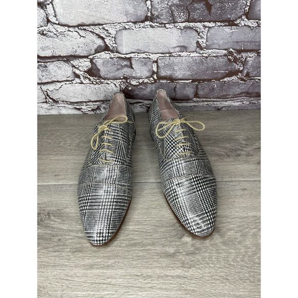 O'Quincy by Jan Palmen White Black Plaid Lace Up Oxfords Shoes Women 41EU/10.5US - Picture 13 of 16
